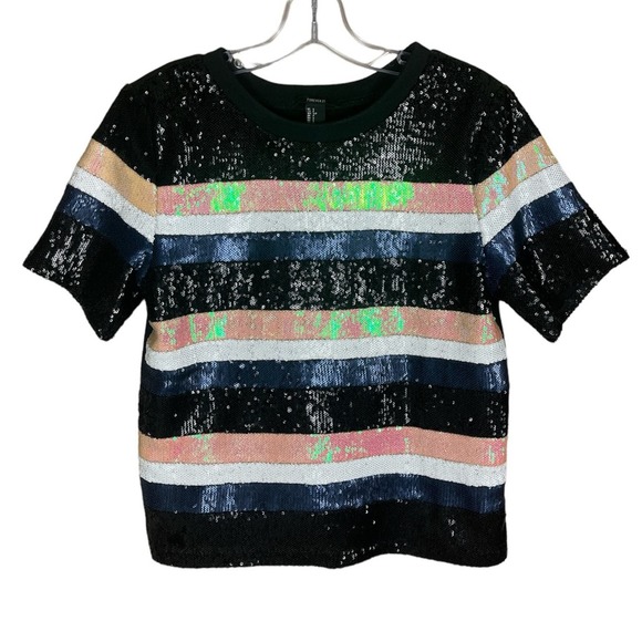 Striped sequin front top - Picture 1 of 5